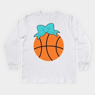 Basketball Bow Kids Long Sleeve T-Shirt